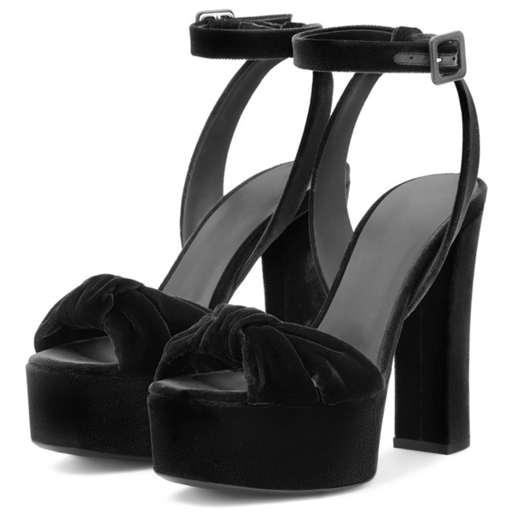 Knotted High Block Heel Platform Sandals - image 1